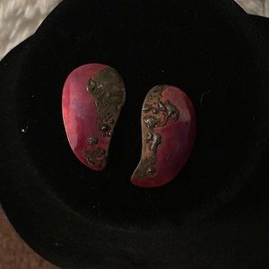 Red clip on earrings